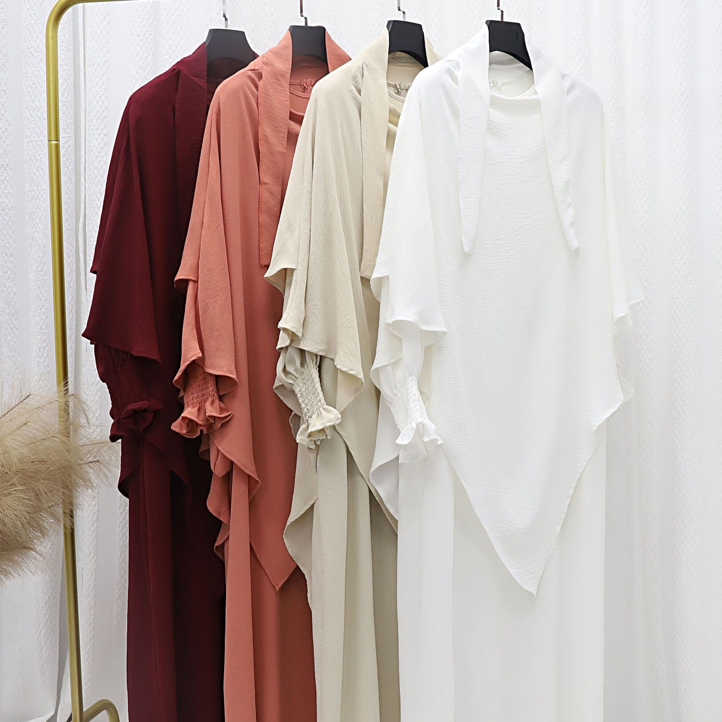 Dubai Turkey Solid Color Dress With Headscarf