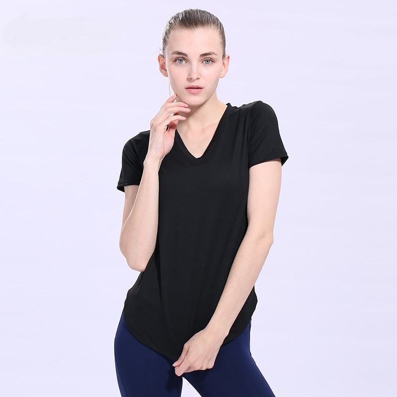 Yoga T-shirt Sport Woman Slim Short Sleeve