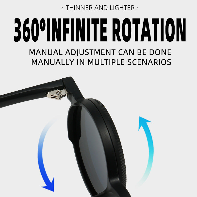 Adjustable Zoom Round Frame Polarized Sunglasses