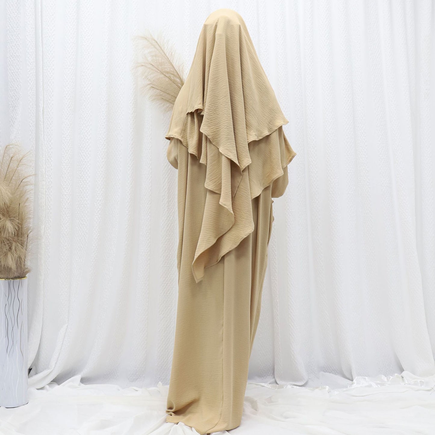 Dubai Turkey Solid Color Dress With Headscarf