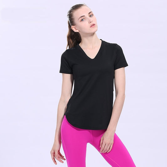 Yoga T-shirt Sport Woman Slim Short Sleeve