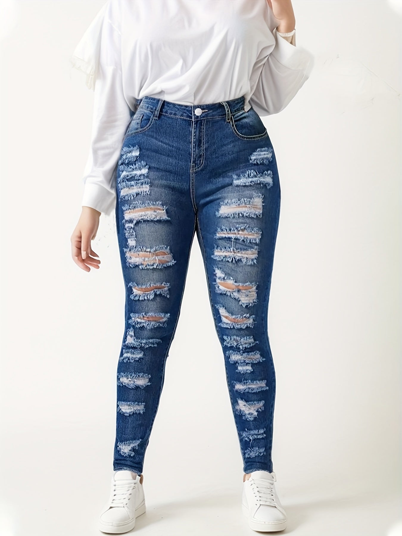 Tight Fitting Ripped Jeans, High Waisted Jeans