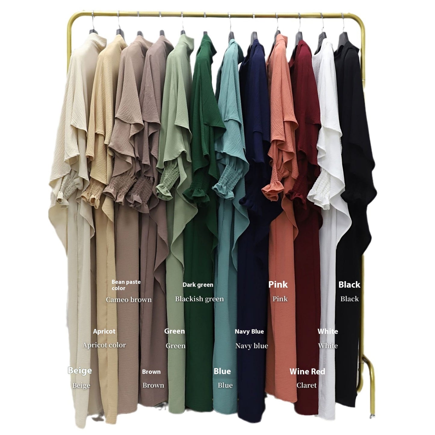 Dubai Turkey Solid Color Dress With Headscarf