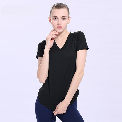 Yoga T-shirt Sport Woman Slim Short Sleeve