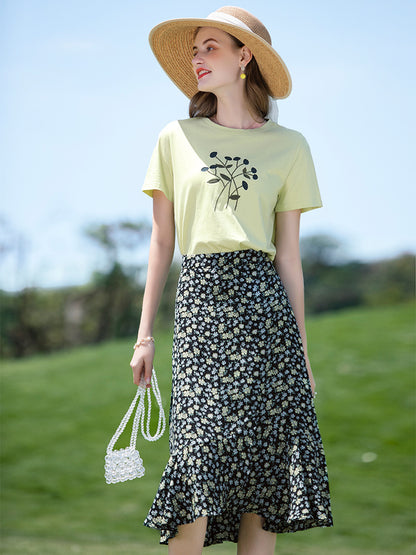 Fashion Cotton Short Sleeve T-shirt Woman