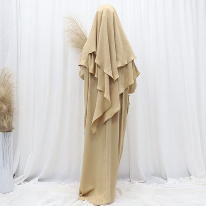 Dubai Turkey Solid Color Dress With Headscarf