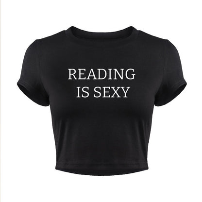 College Student Fashion Crop T-shirt Woman