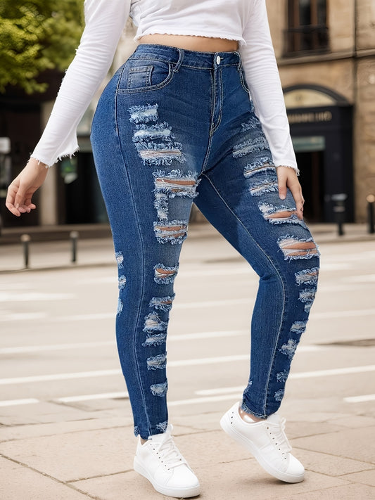 Tight Fitting Ripped Jeans, High Waisted Jeans